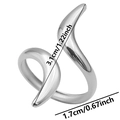 Detailed size specifications for the silver 304 stainless steel abstract ring - Silver