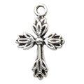 Vintage zilveren kruishanger met hart en filigraan voor het maken van DIY-sieraden - Gepatroneerd kruis 16.4x25.6mm