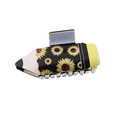 Pinza per capelli creativa a matita con girasoli e dettaglio gomma gialla - Girasole Nero