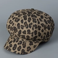 Cappello newsboy alla moda con stampa leopardata, forma ottagonale in tessuto traspirante - M (56-58cm) / Cachi