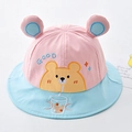 Pink and blue patchwork baby sun hat with cute bear ears and bear embroidery - 8 Months-3 Years (46-50cm) / 24 Pink (Color Bear)