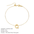 14k gold plated stainless steel anklet featuring a polished letter Q initial charm - Letter Q / Gold