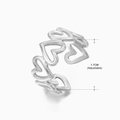 Adjustable hollow heart-shaped ring in silver stainless steel finish 1.7cm diameter - Steel-colored Ring 211