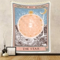 Pink and blue The Star Tarot tapestry with celestial zodiac symbols for wall decor - Gt220101-15