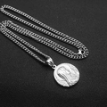 Silver vintage Greek myth head pendant necklace made of durable stainless steel - Virgin Mary Portrait - Steel Color - 55cm Cuban Chain