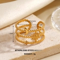 Golden stainless steel heart ring with celestial sun moon star motifs and beaded texture - Gold Star Moon Ring