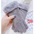 Guantes de invierno grises para mujer con piel sintética y función táctil - Talla única / S083 Gris--Etiqueta de Cuero