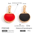 Waterproof alloy table tennis bat pendants in red and black finish with dimensions - Ping Pong Paddle Pendant (PJ92348)