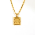 18K gold plated stainless steel Figaro necklace featuring a hollow letter H pendant - Letter H(SP598G-H)