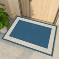 Tapis d'entrée rectangulaire bleu avec bordure blanche sur carrelage près d'une porte en bois - Nouvelle Entrée De Style Chinois-007 / 50*80cm