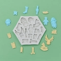 Zeshoekige siliconen mal voor kerstbakken met motieven van de Kerstman en rendieren - Kerst Multi-Element Combinatie (596)
