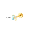 Titanium G23 stud earring with flower design featuring blue and clear zircon stones - Gold Clover Style (T2560-2#Gold) / Gold/Multicolor