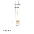 Detailed size view of gold H-letter pendant necklace with measurements 19.1mm by 15.7mm - Letter H