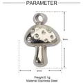 Detail view of heart-shaped stainless steel pendant with size and weight parameters - YE456-1-Silver Mushroom