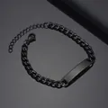 Detailed close-up of matte black stainless steel curb chain with adjustable lobster clasp - Black (with Extension Chain)