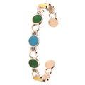 Colorful C-shaped stainless steel cuff with rainbow enamel rings and sparkling crystals - Rose Gold