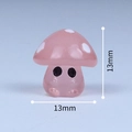 Luminous pink miniature resin mushroom sprite statue with glow-in-the-dark finish, size 13mm - Luminous Pink