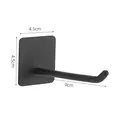 Matte black 304 stainless steel adhesive hook with 4.5cm square base and long hanging rod - 9cm 135 Degree Hook [Black]
