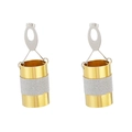 Modern two-tone gold and matte silver cylindrical drop earrings with textured finish - Two-tone Gold & Silver Cylindrical Frosted Style (KE31552-D)