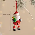Hanging Santa Claus bell ornament with red ribbon and movable legs, 10cm Christmas decor - Santa Claus with Bell