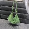 Sparkling green rhinestone handbag with unique knotted handle and gold metal hardware - Green