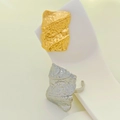 Minimalist textured stainless steel rings in gold and silver finish with leaf design - Square Concave-Convex / Silver