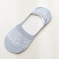 Socquettes invisibles bleu clair avec résille dentelle et silicone antidérapant au talon - Taille unique / Bleu (Style Dentelle)