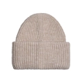 Classic ribbed knit beanie in beige, unisex warm winter outdoor outdoor skull cap - One Size / Off White