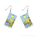 Double-sided acrylic tarot earrings featuring The Star XVII design and silver fishhooks - The Star-C103