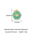 Dettaglio del ciondolo ape in oro 14K con smalto verde e dimensioni della misura - Oro 14K H-13488 Verde Esagono Ape