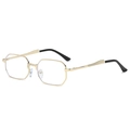 Octagonal gold metal sunglasses frame with black temple tips on white background - Gold Frame Clear Lens