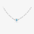 S925 Sterling Silber Kette mit blauem Marquis-Schliff Evil Eye Anhänger für Damen - 925er Silber / Platin