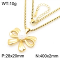 Collana con ciondolo a fiocco dorato e perla bianca su una catena a maglia veneziana - Collana d'Oro (KN286879-KFC)