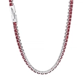 Collier en acier titane plaqué or 18K avec rubis rouges carrés de style tennis chic - Base Argent Pierre Rouge Carrée (KN234317-KFC)