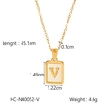 Gold plated stainless steel necklace with letter V pendant and white shell inlay - Letter V (HC-N40052-V)