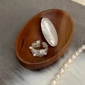 S925 sterling silver multi-layer wrap ring with pearls in a rustic wooden display - Silver Multi-layer Pearl (JZ0977)