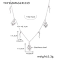 Silver stainless steel necklace with flame heart and horn charms weighing 5.3g - Silver (TXP168)