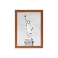 Light wood frame variant featuring black and white Statue of Liberty art print - Beech Color / 3.5 X 5 Inches (8.9 X 12.7 Cm)