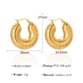 PVD 18K vergulde roestvrijstalen oorringen met spiraalvormige schelpentextuur - Geribbelde Schelpstijl (SE22111206G) / Goud