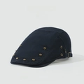 Navy blue cotton canvas newsboy cap featuring decorative brass rivets and adjustable buckle - Navy With Rivets