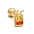 Golden juice cup ear stud with yellow orange gems and small white flower detail - Juice Cup / Gold