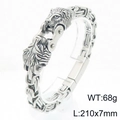Bracciale in acciaio inossidabile doppia testa di leone da uomo con catena intrecciata 210mm - Color Acciaio