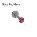 Roestvrijstalen labret piercing met een rozerode edelsteen en binnendraad - 1.2x6x2mm / Rozerood Zirkoon