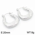 Orecchini a cerchio in acciaio inossidabile 18k argento con trama a spirale 20mm - Stile Corda Attorcigliata (KE112423-KFC) / Color Acciaio