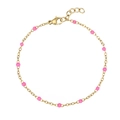Elegant gold chain bracelet featuring small pink epoxy beads with a lobster clasp closure - Bracelet / Rose Pink