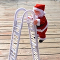 Animated climbing Santa Claus on white ladder with music and festive star decorations - Double Ladder Climbing Santa