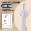 White disposable nitrile gloves size M extra long 12 inch 90 pieces for kitchen use - S / 90 Pieces/Pack (12 Inch) / White