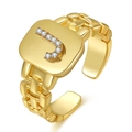 Verstellbarer goldener Gliederring mit funkelndem Strassbuchstaben J Anhänger - Buchstabe J