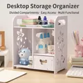 White wooden drawer desktop organizer with hollow flower patterns and butterfly handle - Butterfly Hollow Storage Box