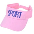 Pink sun visor for kids with blue SPORT embroidery in breathable cotton twill - Pink